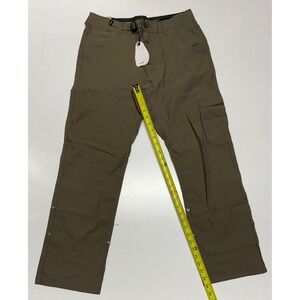 Prana Stretch Zion Pant‎ II Relaxed Fit Cargo Olive Green Snap Button Legs 31x30